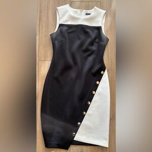 Tommy Hilfiger Black and Cream Asymmetrical Dress